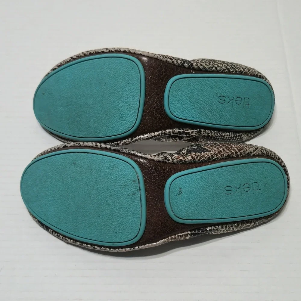 TIEKS Ballet Flats Womens 9 Brown Snakeskin Embossed Leather Metallic Travel